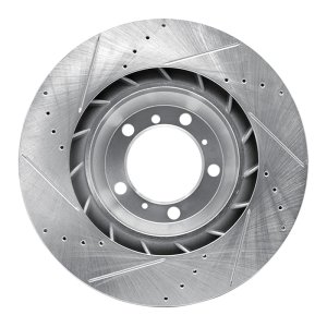 Porsche 911 Brake Rotor (1) - Left Rear - R1 Concepts - Drilled & Slotted - Silver - `07-`16